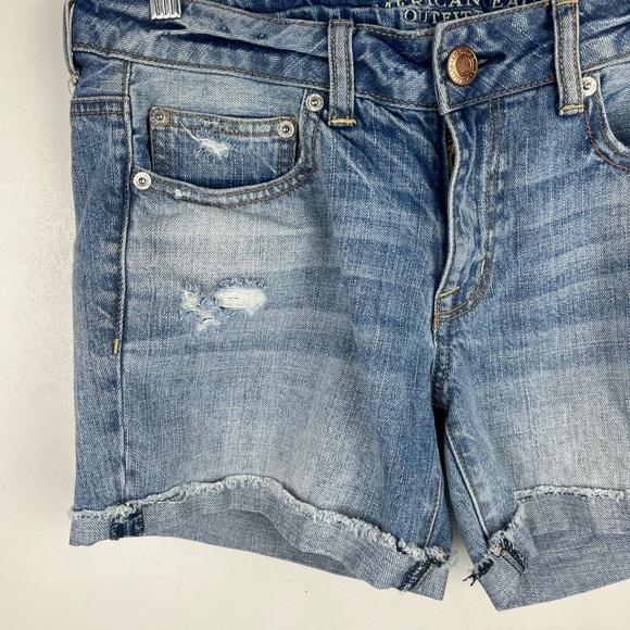 American Eagle Outfitters Jean Shorts Relaxed Fit 4 Distressed Festival - Picture 2 of 9